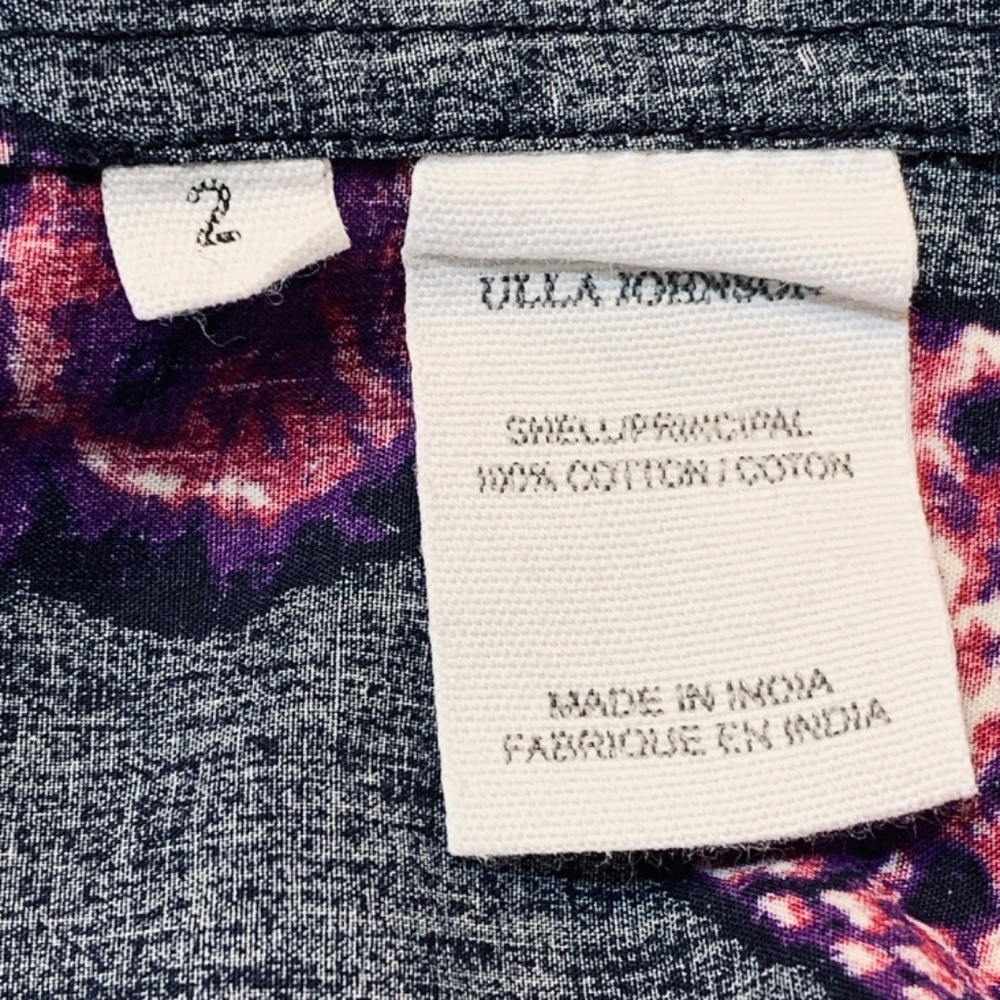 Ulla Johnson Arusi Top Plum Purple Womens Size 2 Short Sleeve Boho Diamond Print - Picture 3 of 14